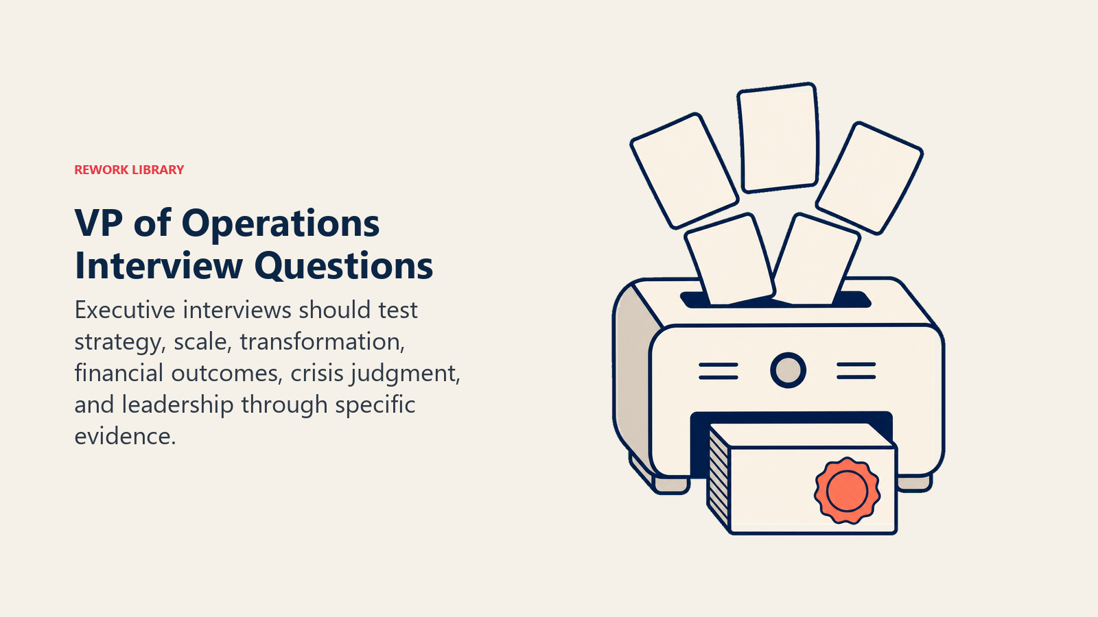VP of Operations interview questions shown as an executive evidence press