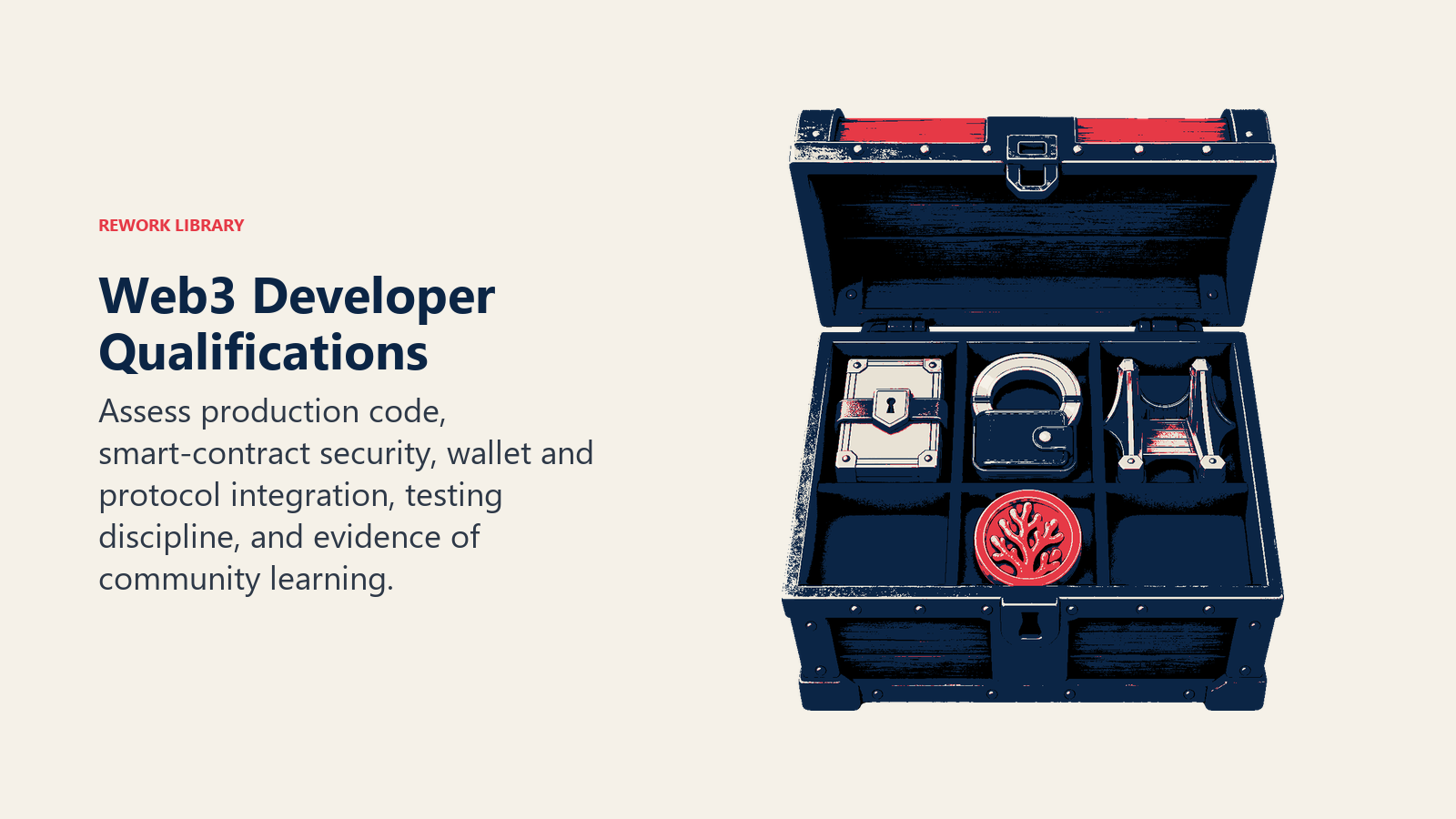 Web3 Developer Qualifications illustrated with proof chest of verified artifacts