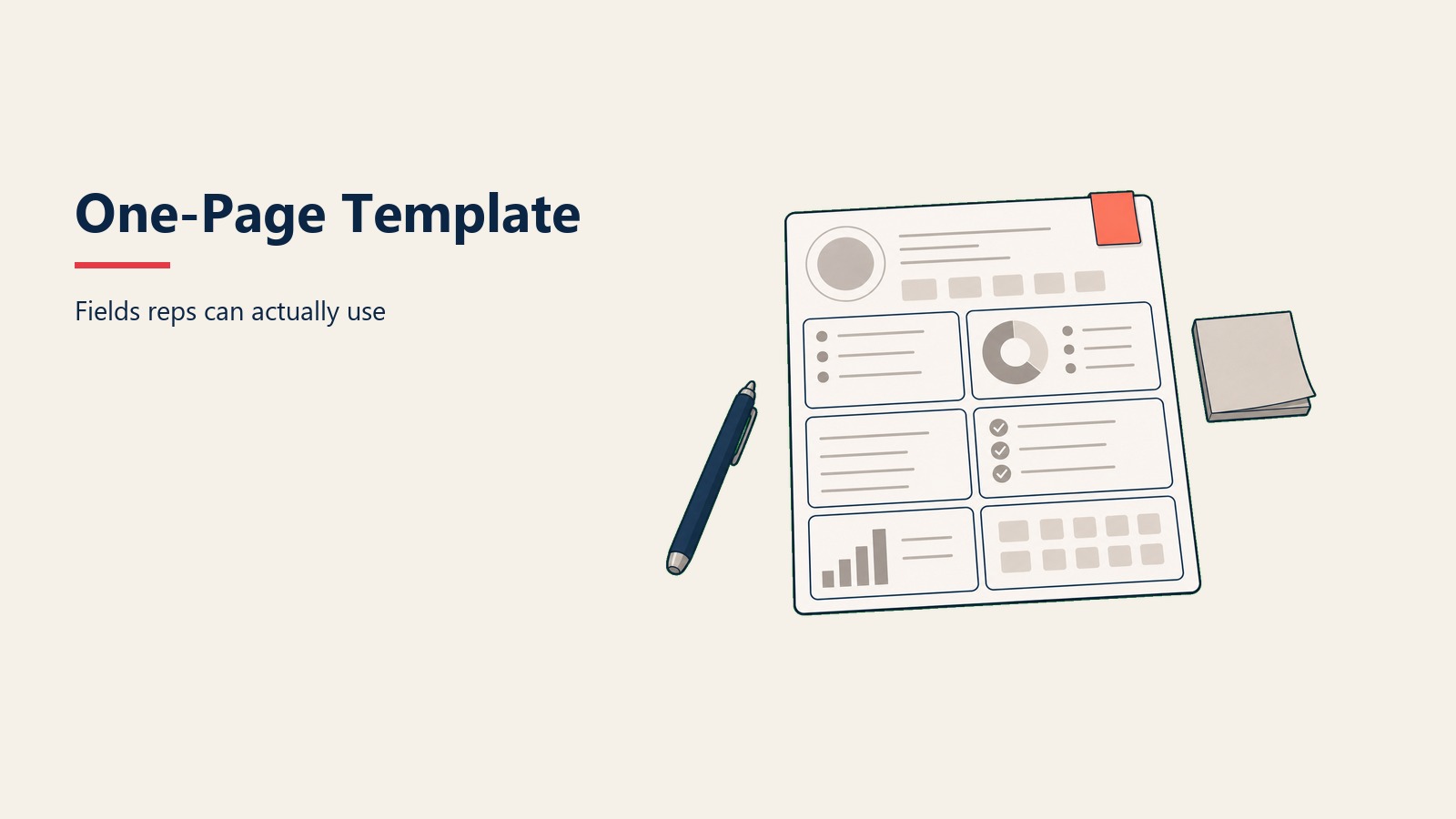 One-Page Template section visual showing fields reps can actually use