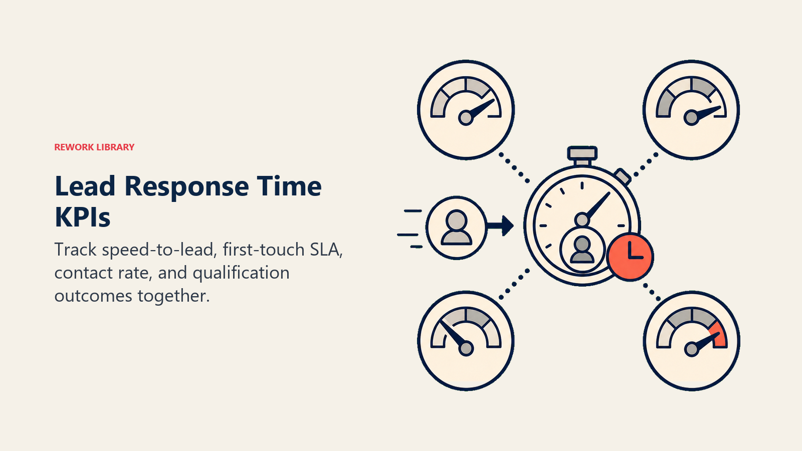 Lead response time KPIs shown as response gauges and an SLA alert