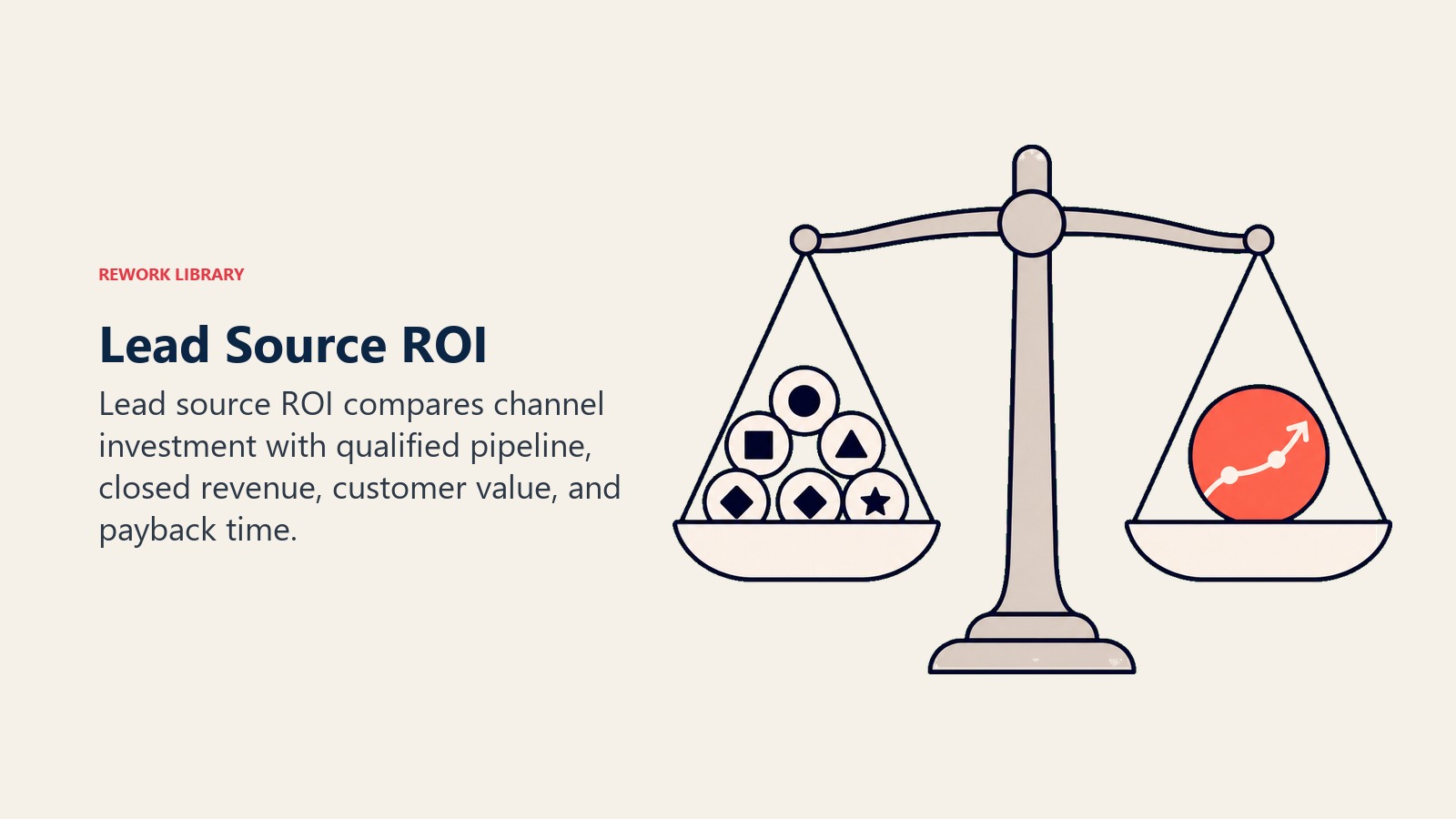 What Is Lead Source ROI? section visual showing lead source roi compares channel investment with qualified pipeline and revenue. track cost through payback.