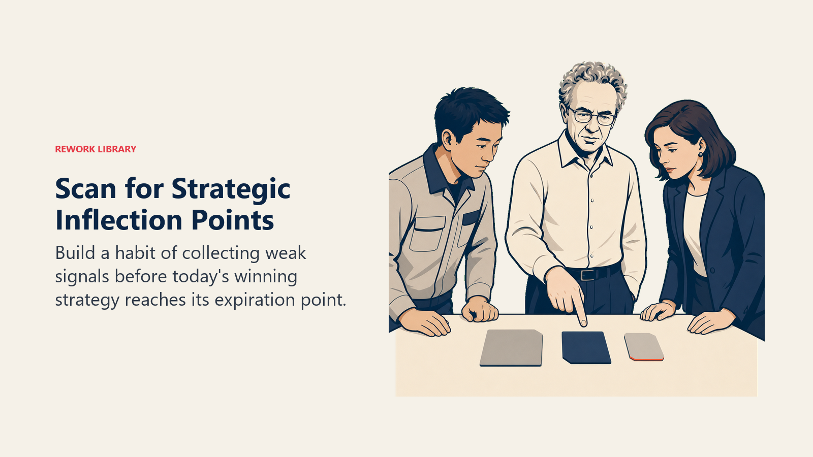 Andy Grove reviewing weak market signals with leaders before a strategic inflection point