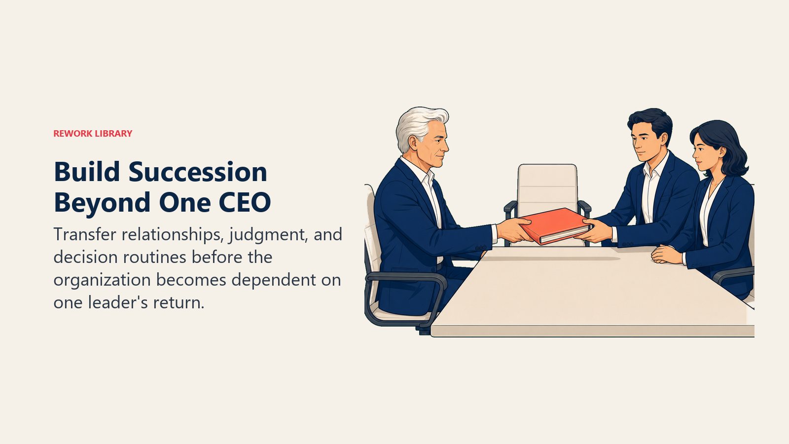 Build Succession Beyond One CEO: Bob Iger actively works with a coral decision ledger passed to two next-generation leaders.