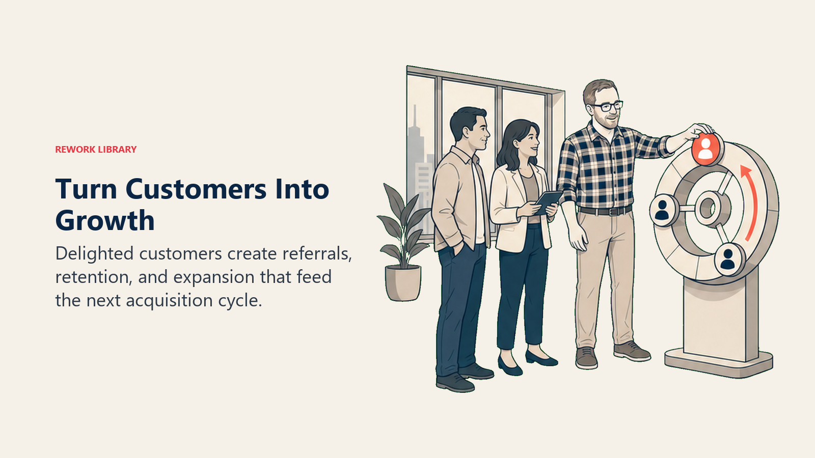 Turn Customers Into Growth: Brian Halligan actively works with a rounded flywheel moved by customer advocacy tokens.