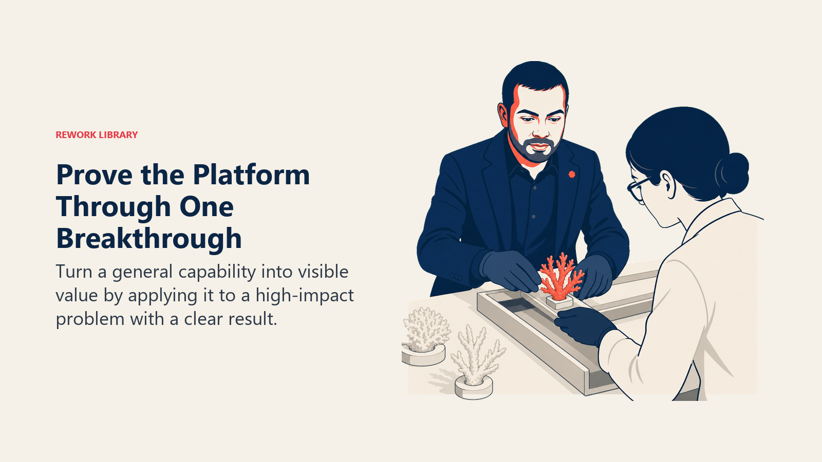 Prove the Platform Through One Breakthrough: Turn a general capability into visible value by applying it to a high-impact problem with a clear result.