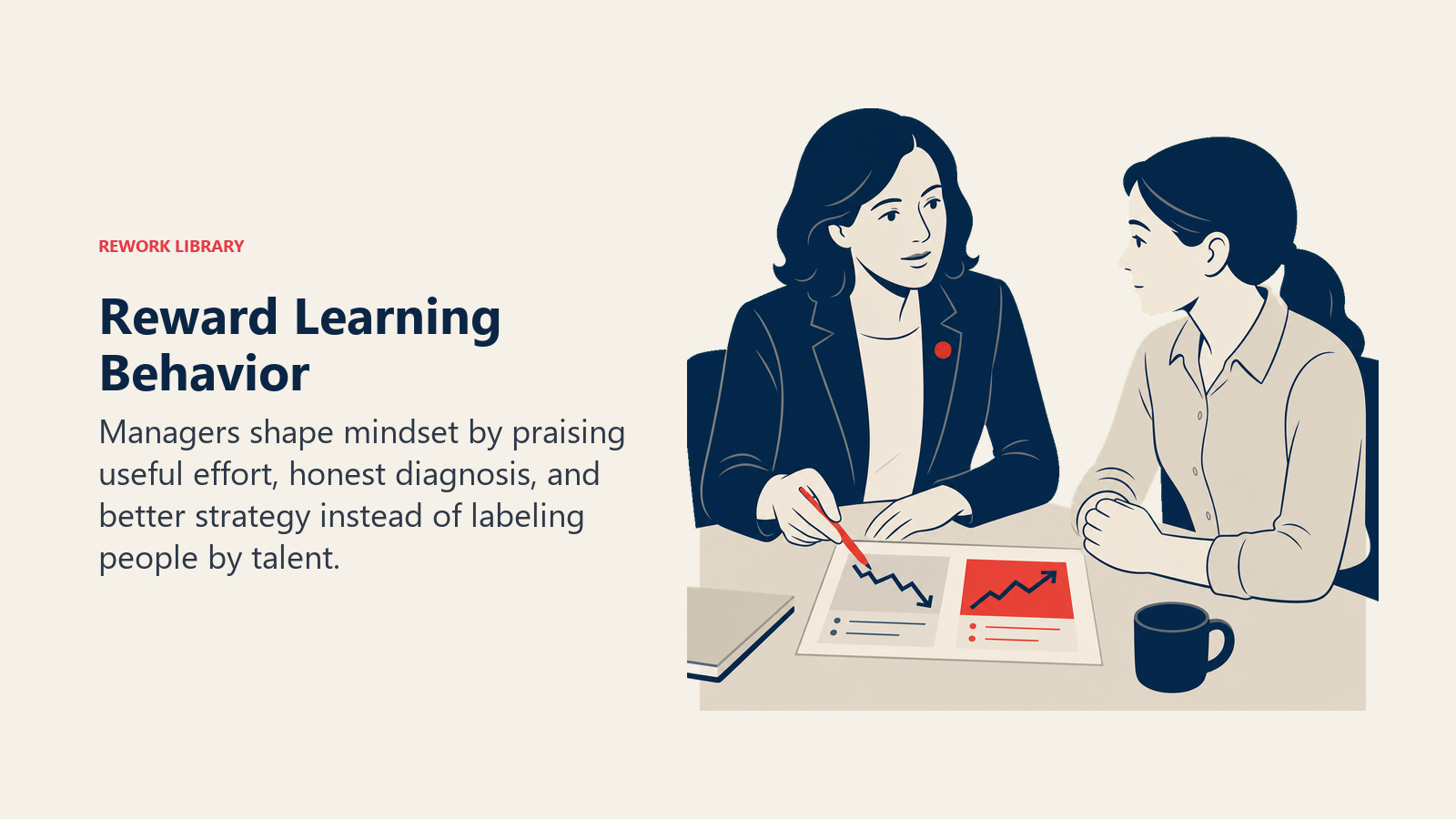Reward Learning Behavior: Managers shape mindset by praising useful effort, honest diagnosis, and better strategy instead of labeling people by talent.