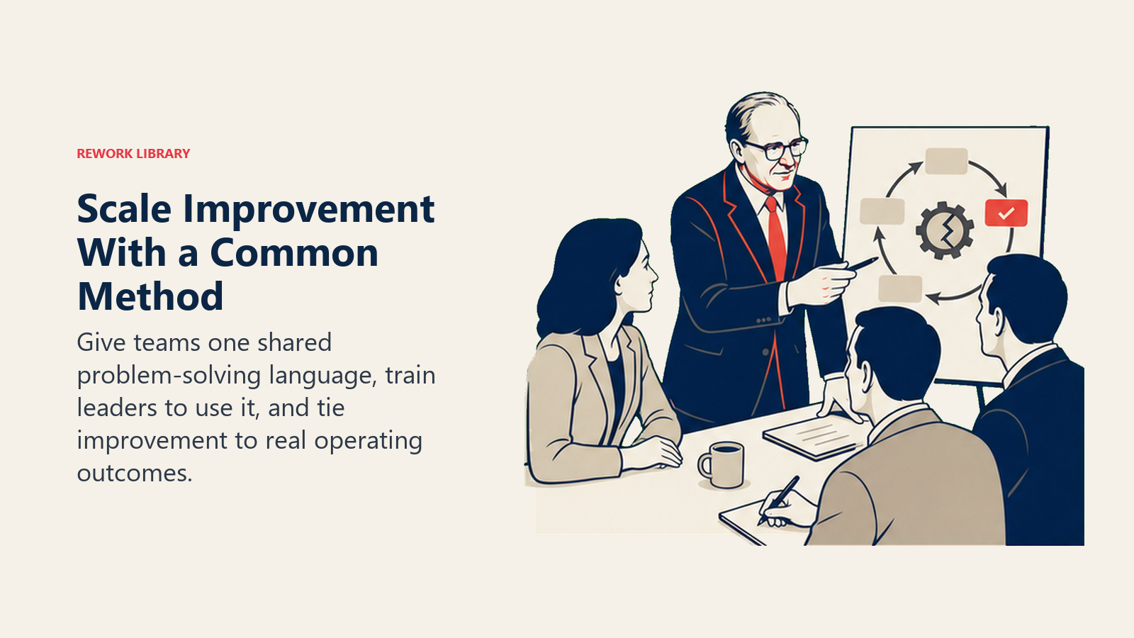 Scale Improvement With a Common Method: Give teams one shared problem-solving language, train leaders to use it, and tie improvement to real operating outcomes.