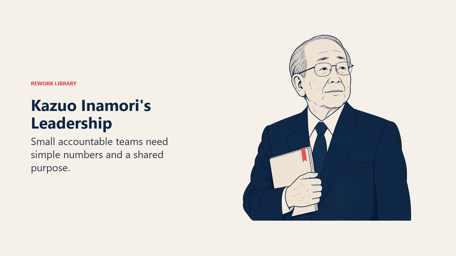 Kazuo Inamoris Führungsstil: Kazuo Inamori hält ein Hauptbuch.