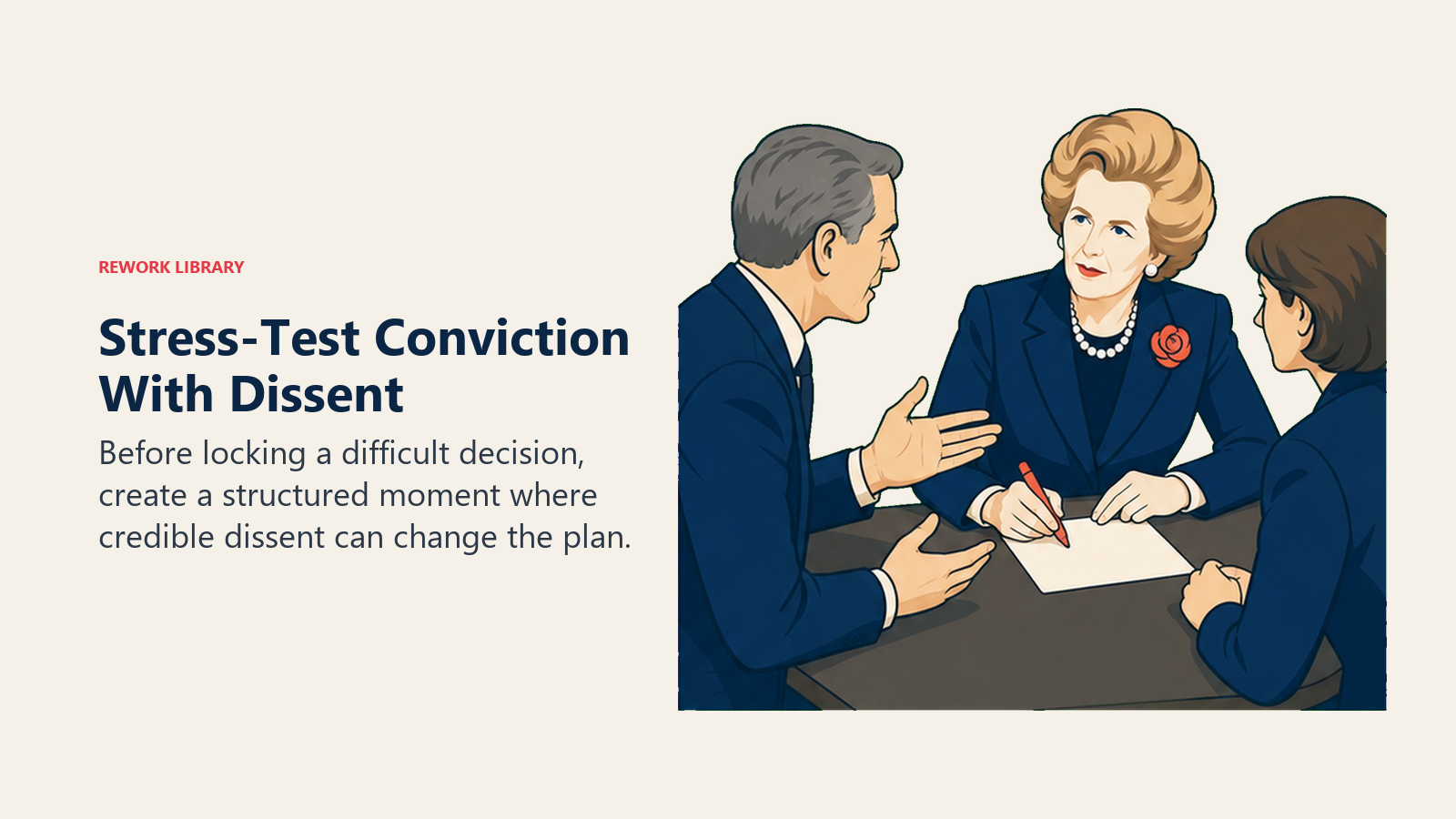 Margaret Thatcher stress-test conviction with dissent leadership scene