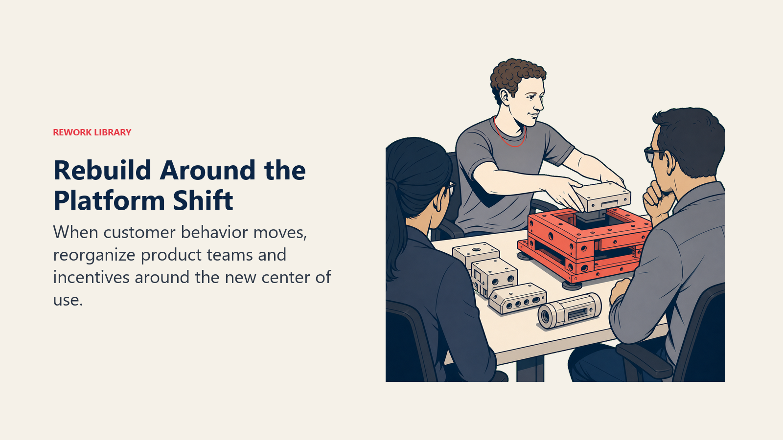 Mark Zuckerberg rebuild around the platform shift leadership scene
