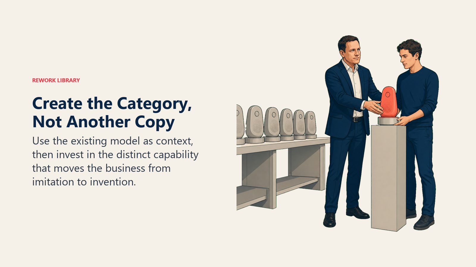 Peter Thiel helping a founder separate an original category-creating prototype from repeated copies