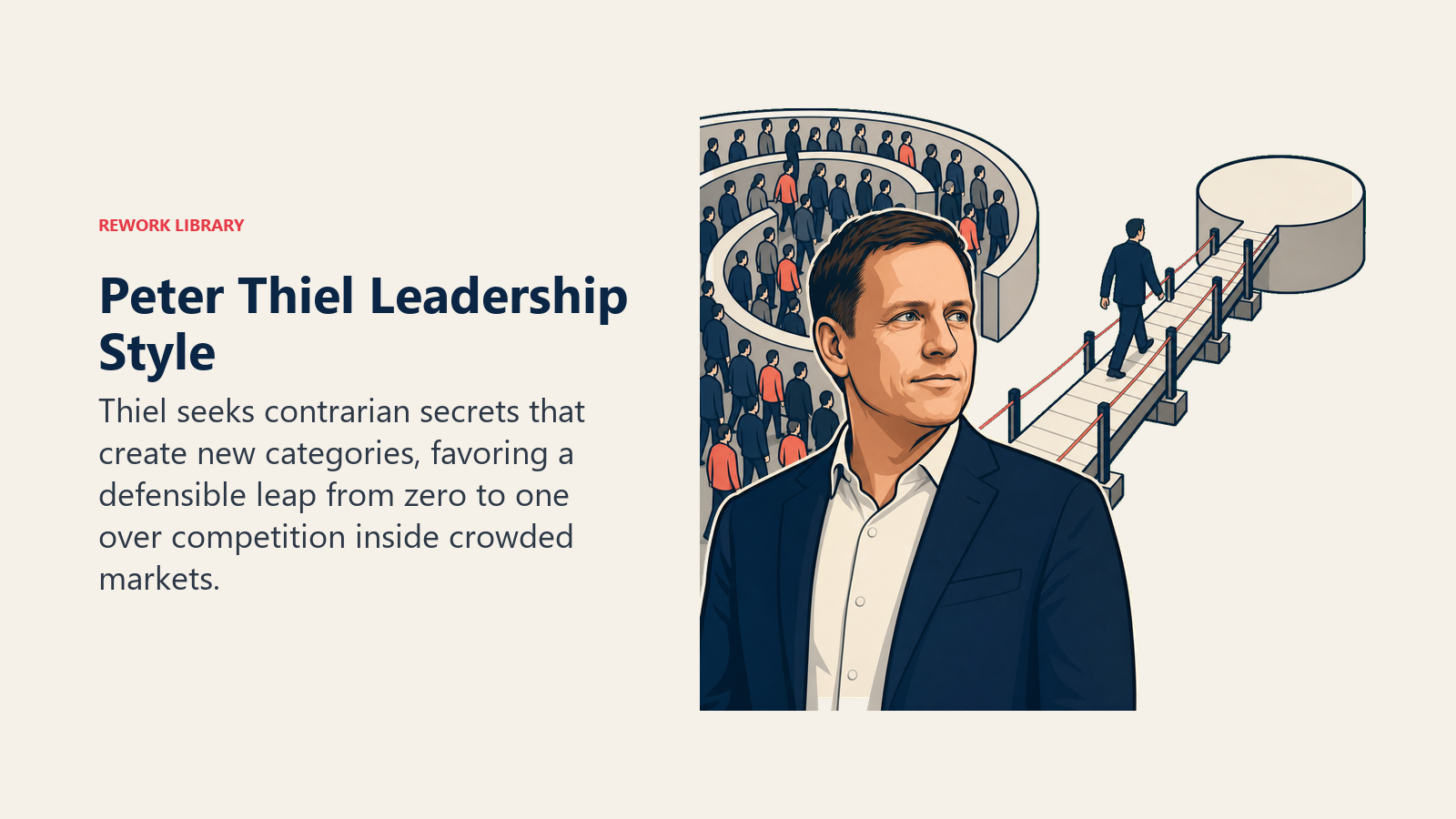 Peter Thiel leaving a crowded competitive race to build a defensible new category across empty space