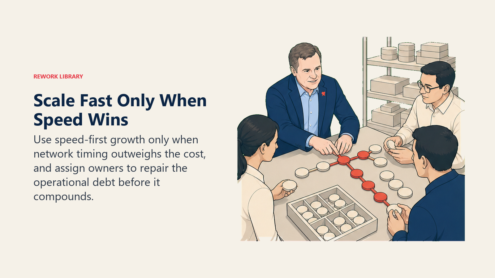 Reid Hoffman helping a team accelerate one growth lane while assigning owners to operational debt