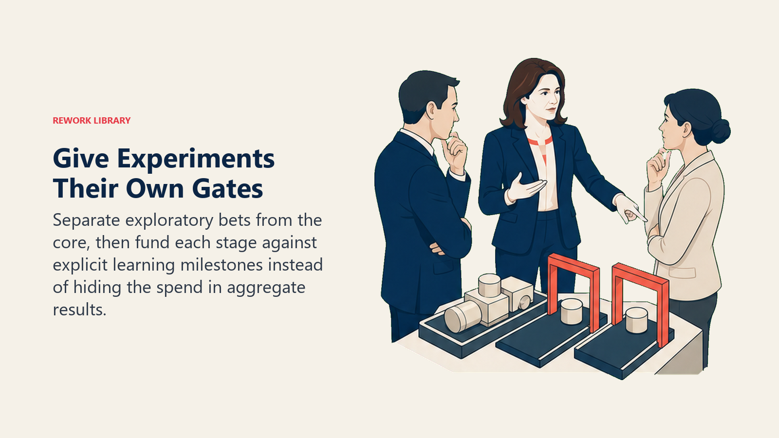 Ruth Porat separating a stable core operation from experiments with explicit funding gates