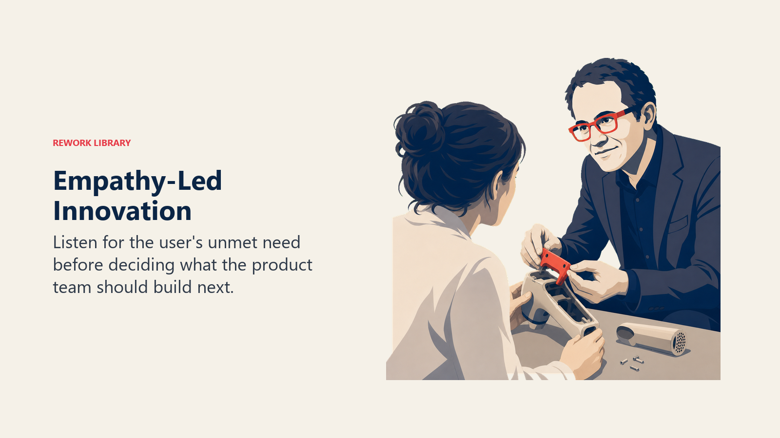 Satya Nadella listening to a customer and adapting a prototype to the customer's unmet need