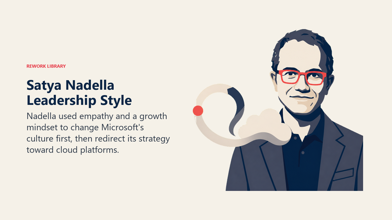 Satya Nadella leadership style represented by a growth mindset loop becoming a cloud platform
