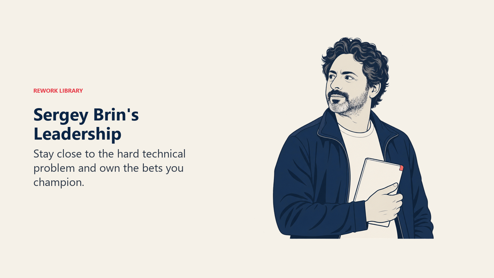 Kepemimpinan Sergey Brin: Sergey Brin memegang buku catatan teknik.