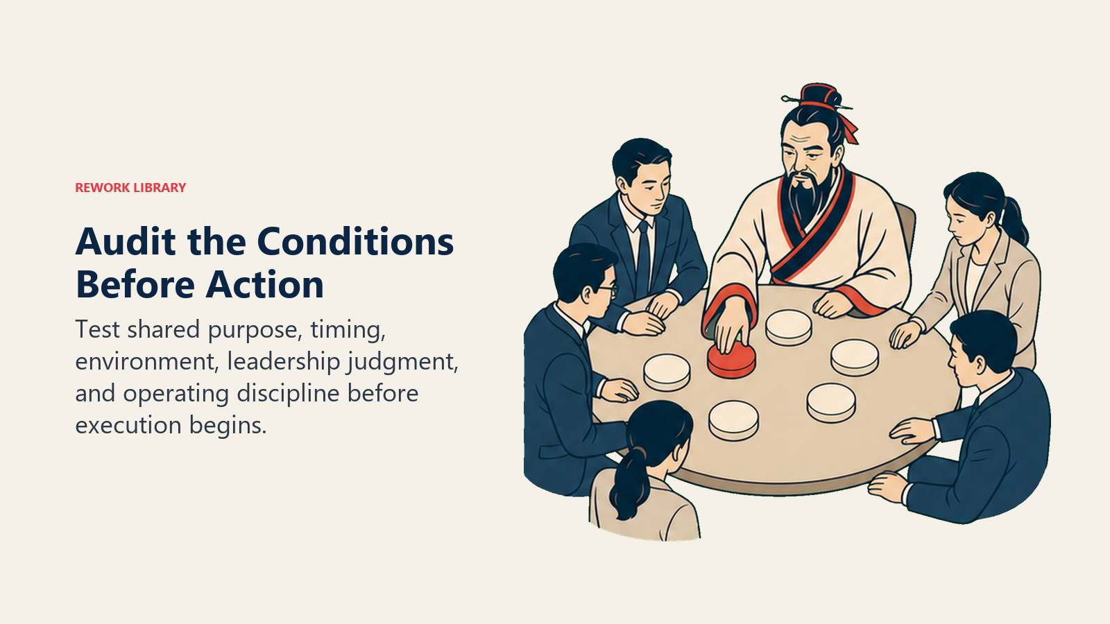 Audit the Conditions Before Action: Test shared purpose, timing, environment, leadership judgment, and operating discipline before execution begins.
