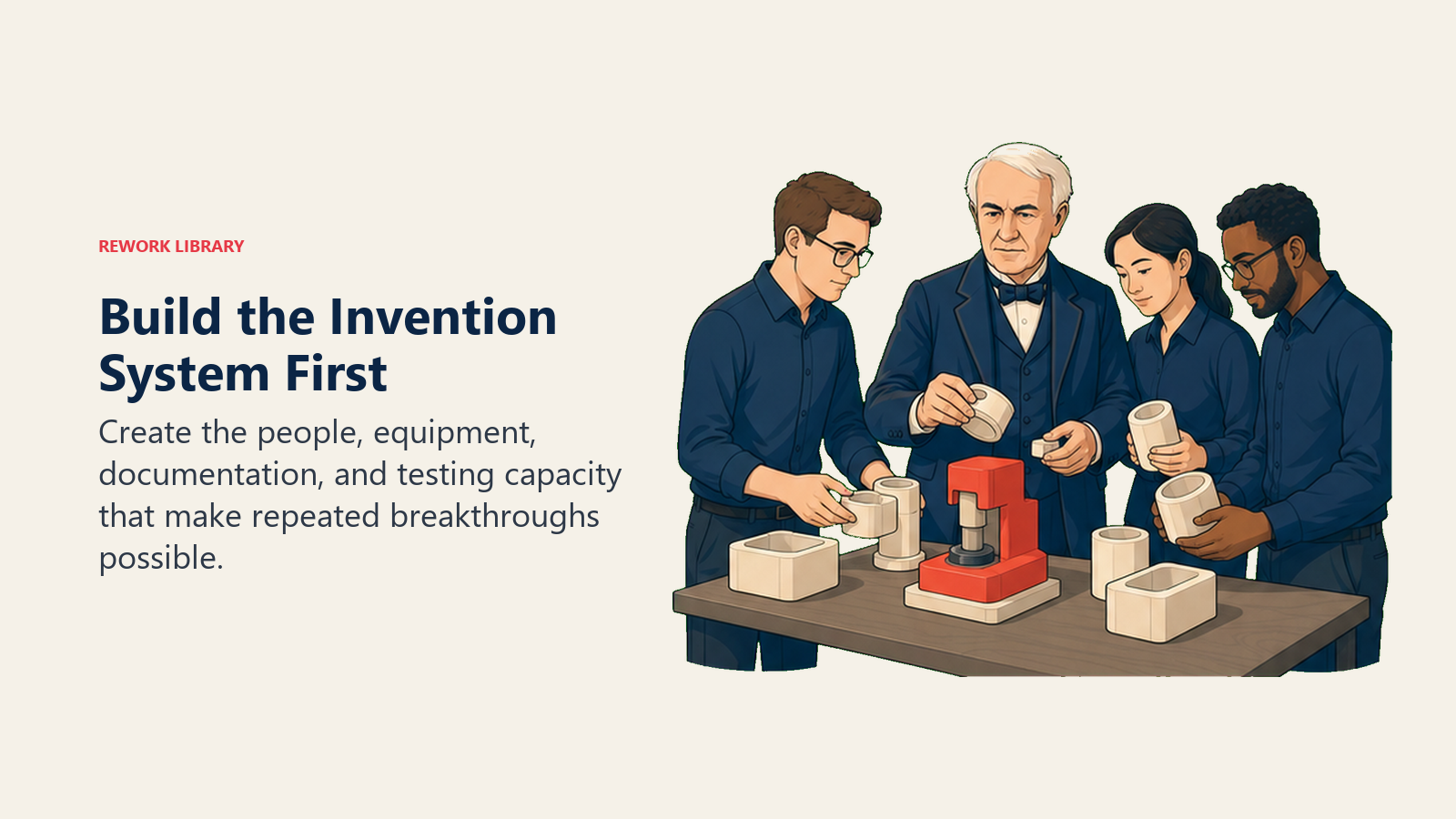 Build the Invention System First: Create the people, equipment, documentation, and testing capacity that make repeated breakthroughs possible.