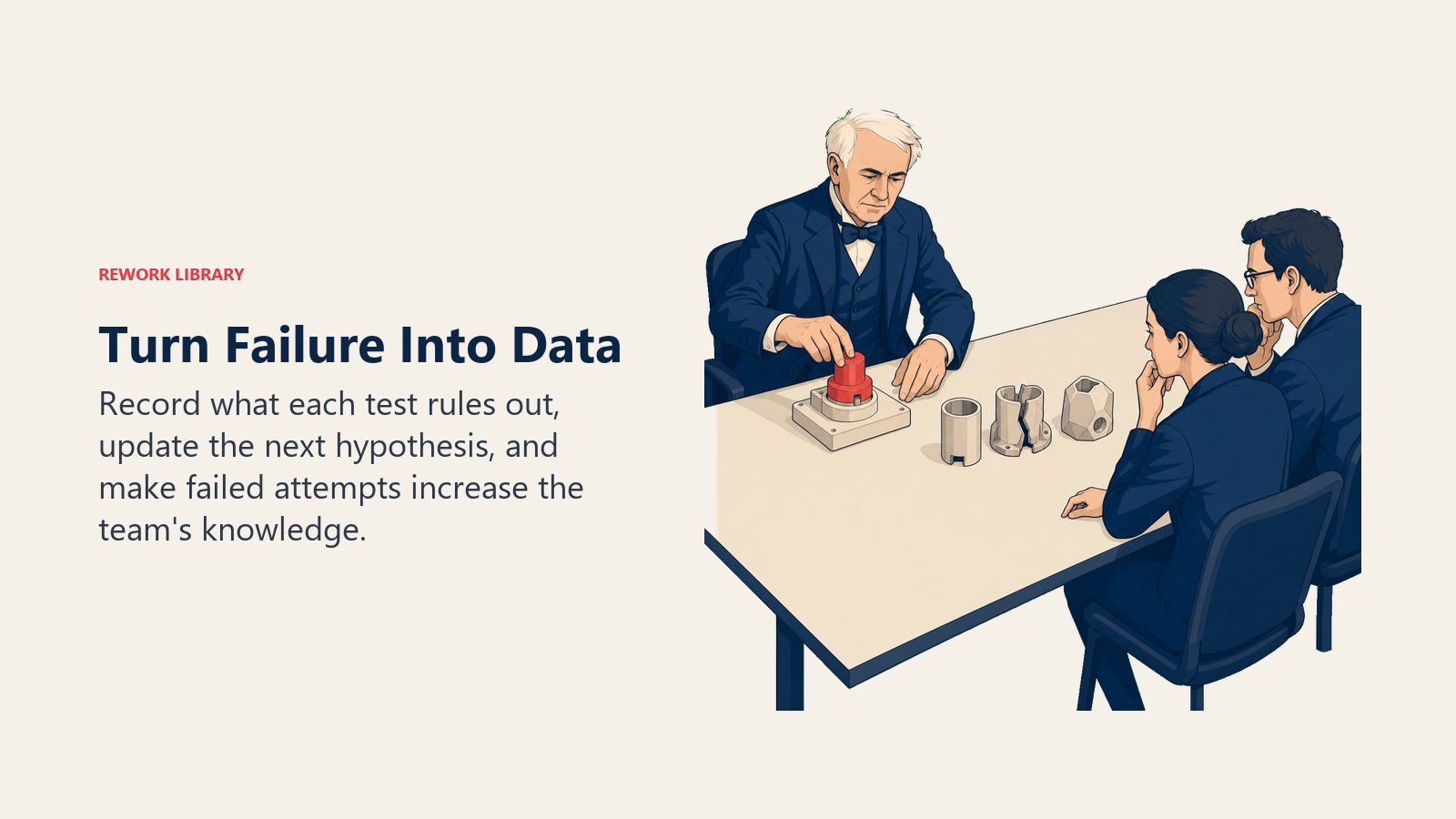 Turn Failure Into Data: Record what each test rules out, update the next hypothesis, and make failed attempts increase the team's knowledge.