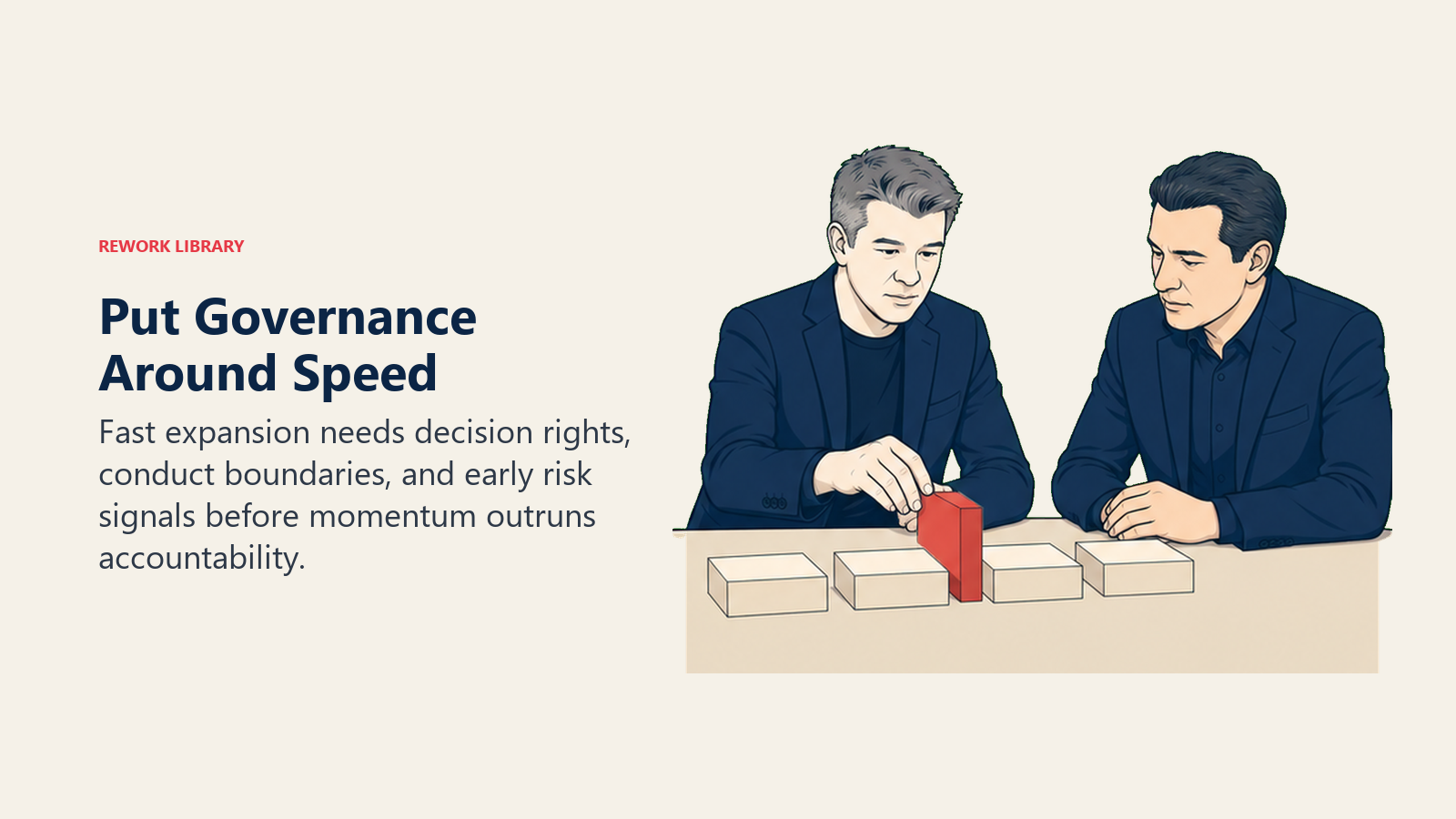 Put Governance Around Speed: Fast expansion needs decision rights, conduct boundaries, and early risk signals before momentum outruns accountability.