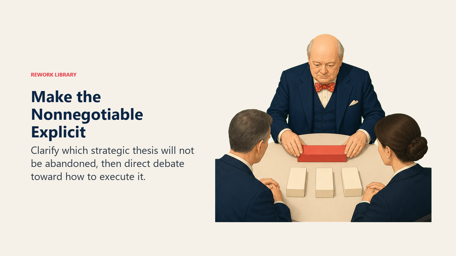 Make the Nonnegotiable Explicit: Clarify which strategic thesis will not be abandoned, then direct debate toward how to execute it.