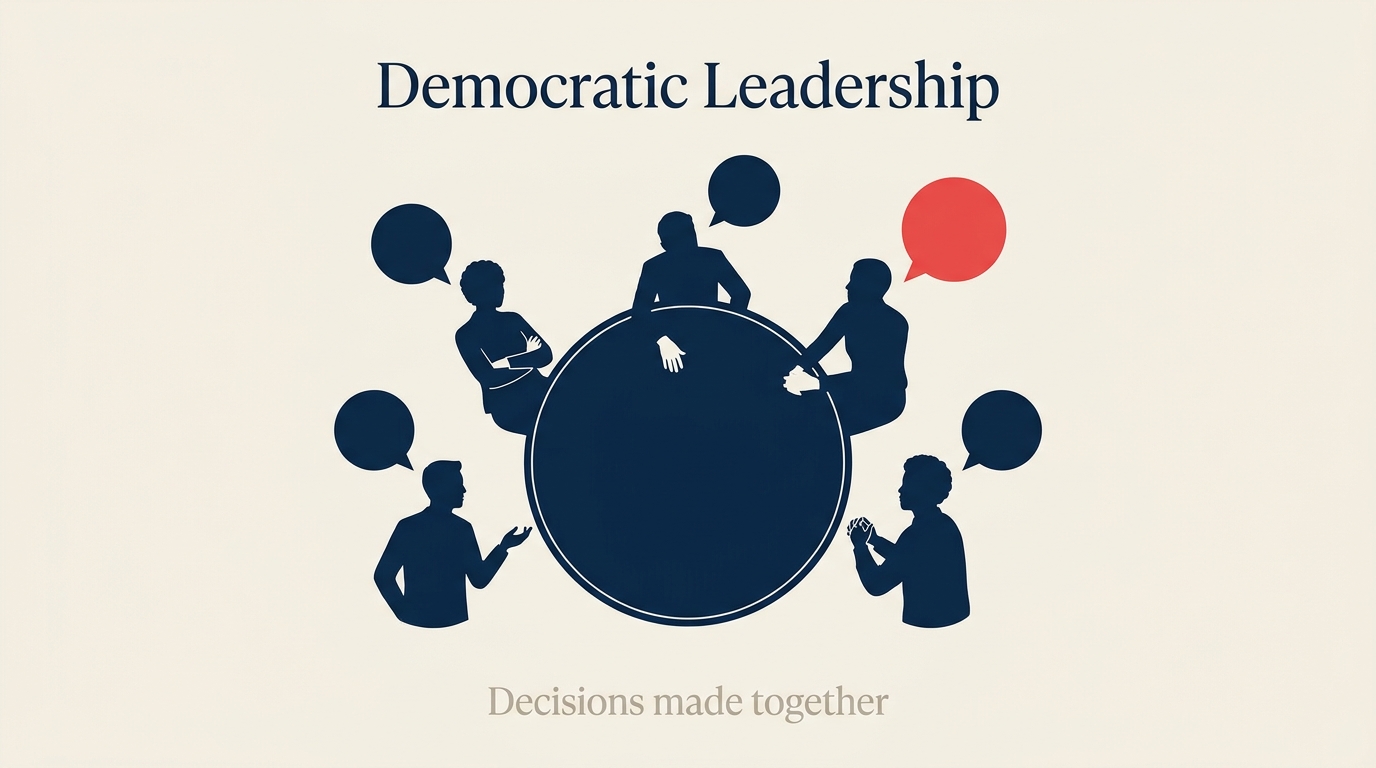 Group of leaders around a table voting in a democratic decision-making meeting