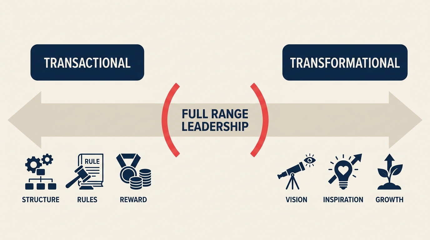 Leadership spectrum from transactional to transformational