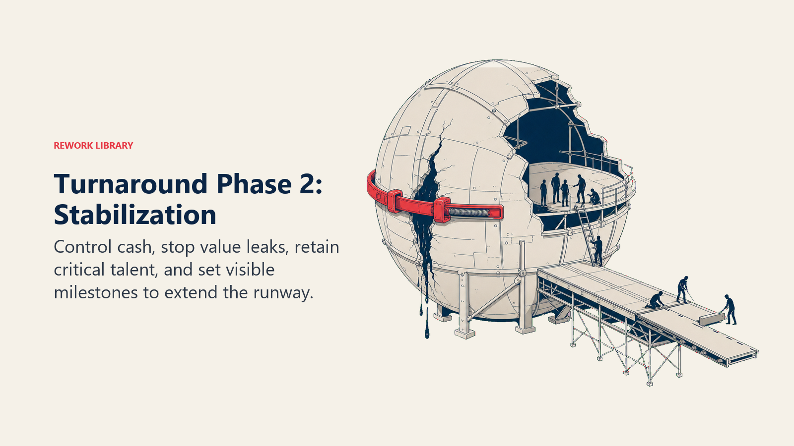 Stabilization clamp stopping value leaks and extending turnaround runway
