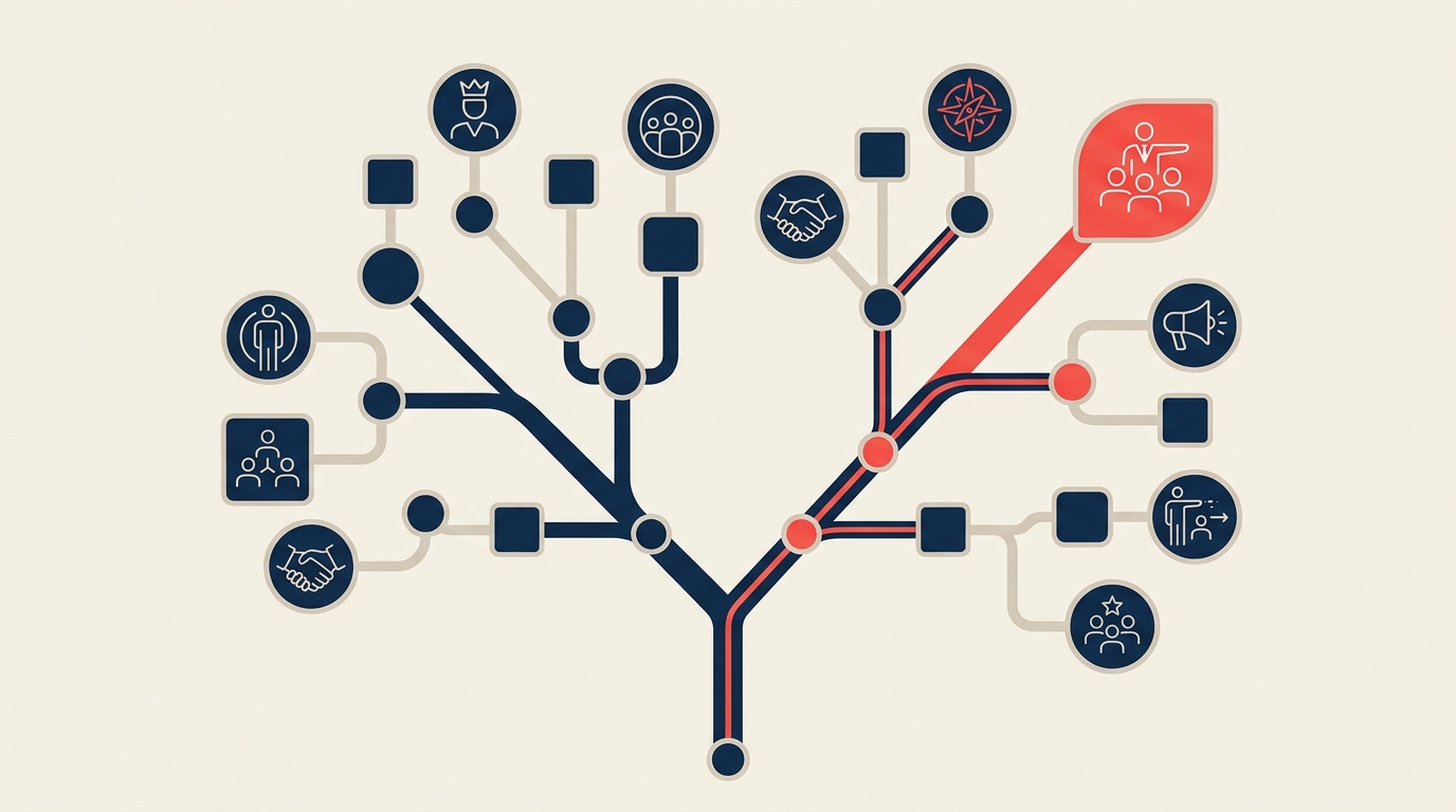 Vroom-Yetton decision tree routing diagnostic questions to a leadership style