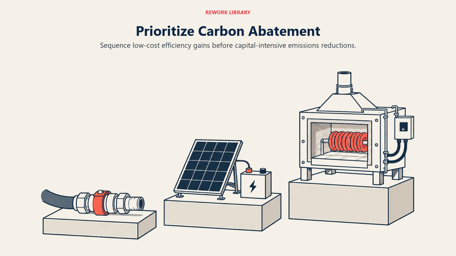 Prioritize carbon abatement: an efficiency repair, renewable power and an electrified furnace represent phased investments