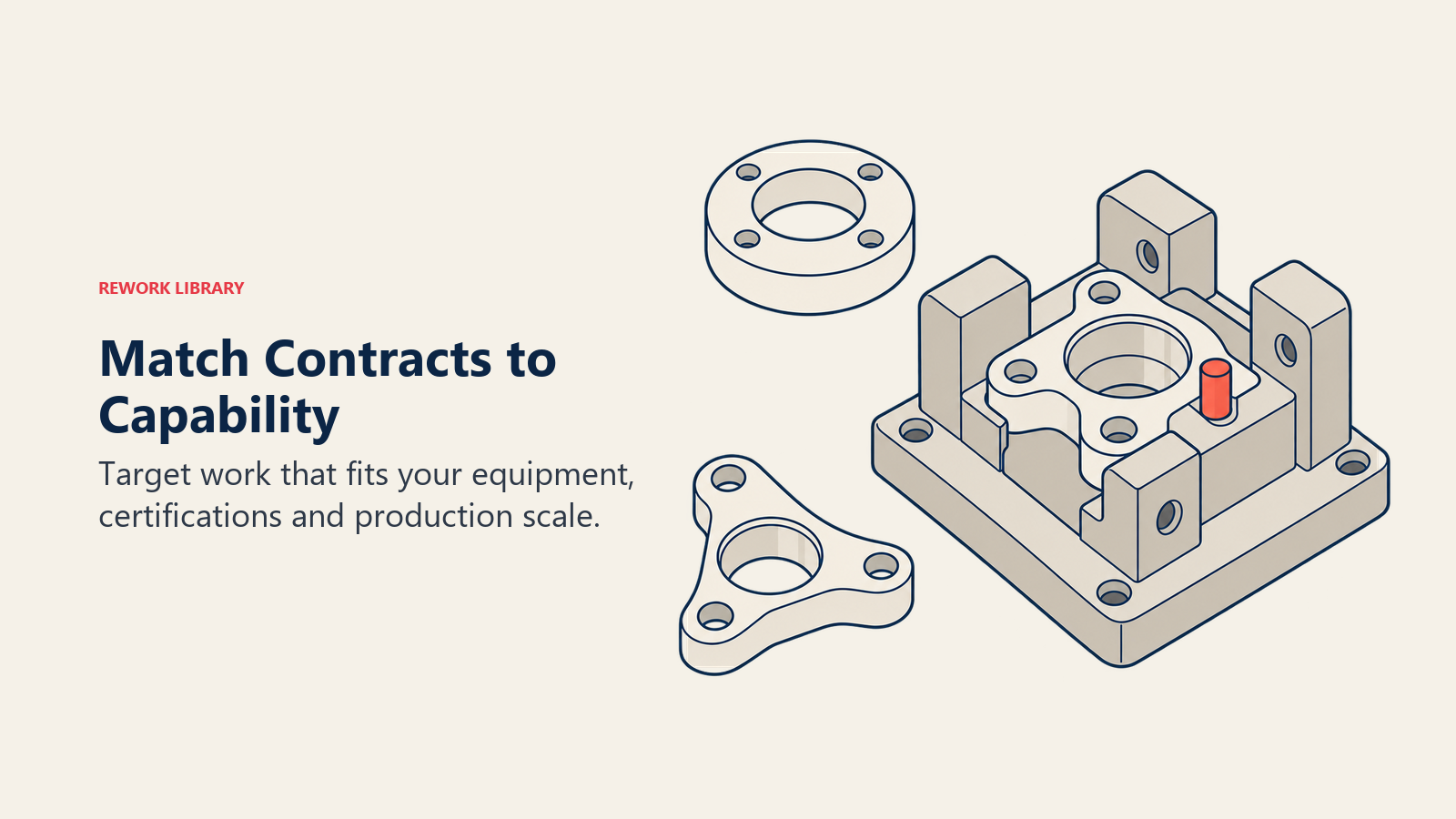 Match contracts to capability: a precision component fits its fixture while incompatible parts remain outside