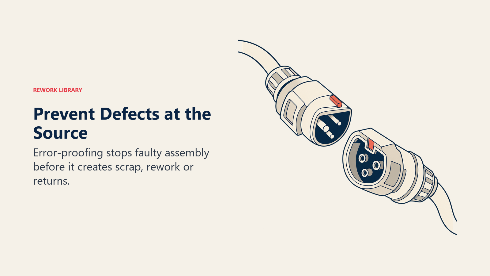 Prevent defects at the source: an asymmetric keyed industrial plug and socket allow only the intended assembly orientation