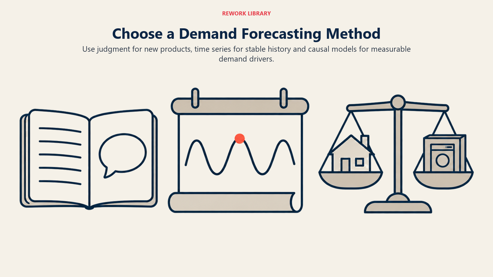 Judgment notes, a seasonal demand pattern and linked demand drivers illustrate forecasting methods