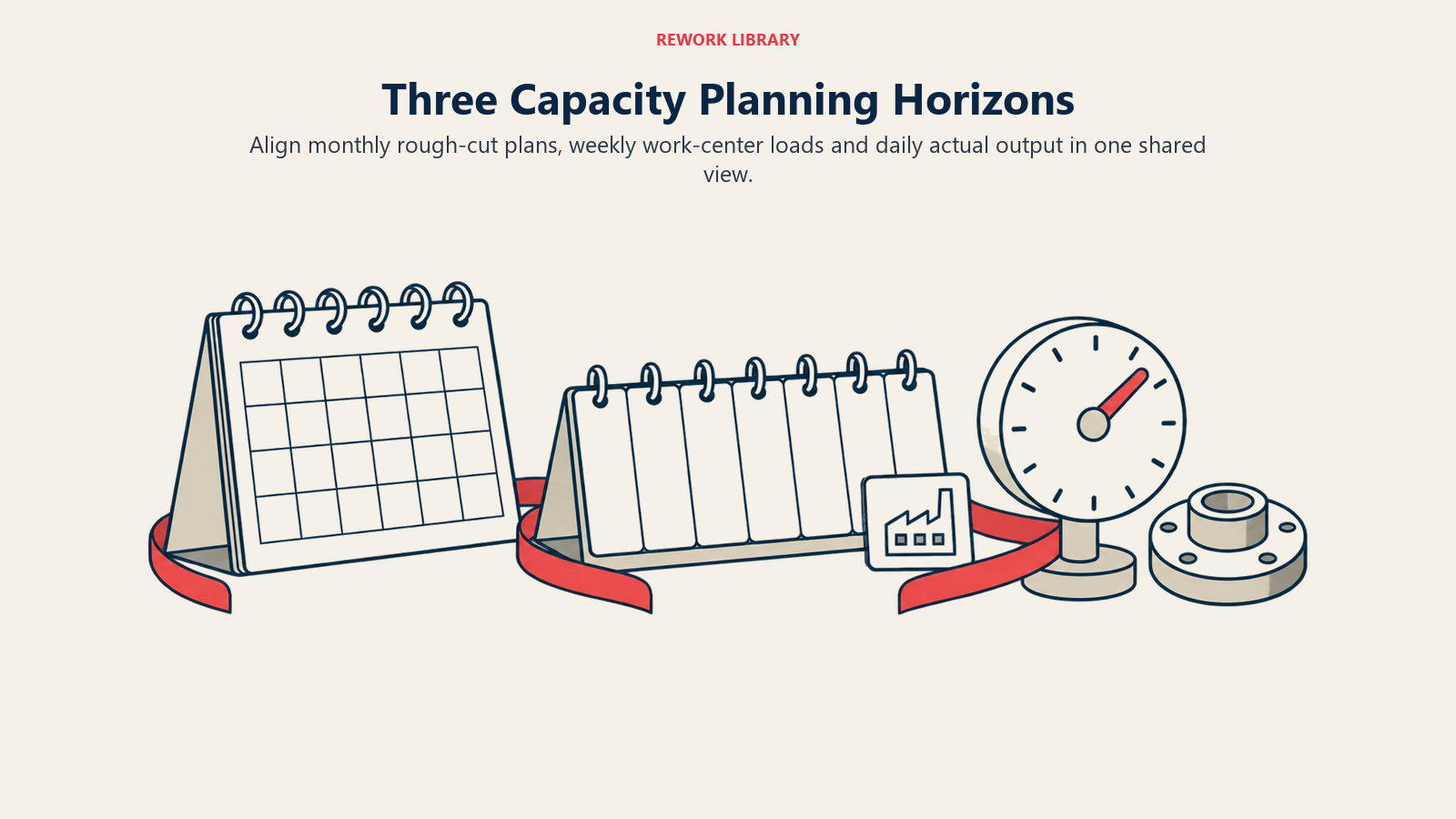 Monthly, weekly and daily capacity-planning horizons linked into one shared operating view