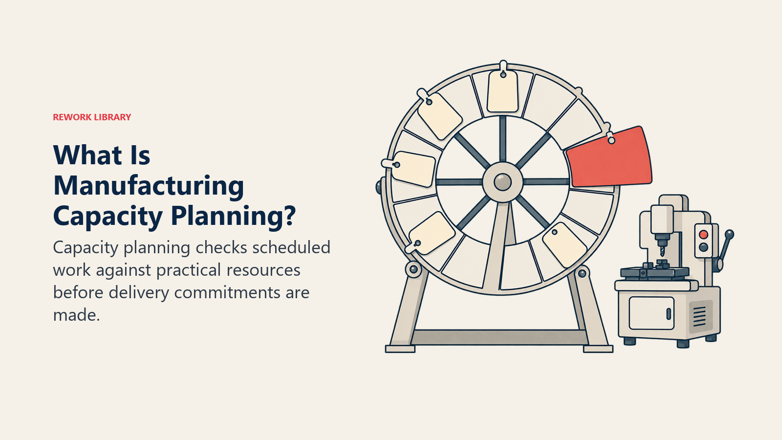 Manufacturing capacity planning compares work-order requirements with available machine-time slots
