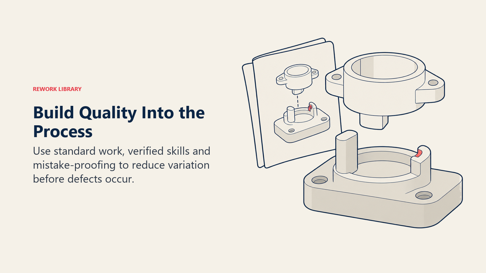 Build Quality Into the Process: Use standard work, verified skills and mistake-proofing to reduce variation before defects occur.