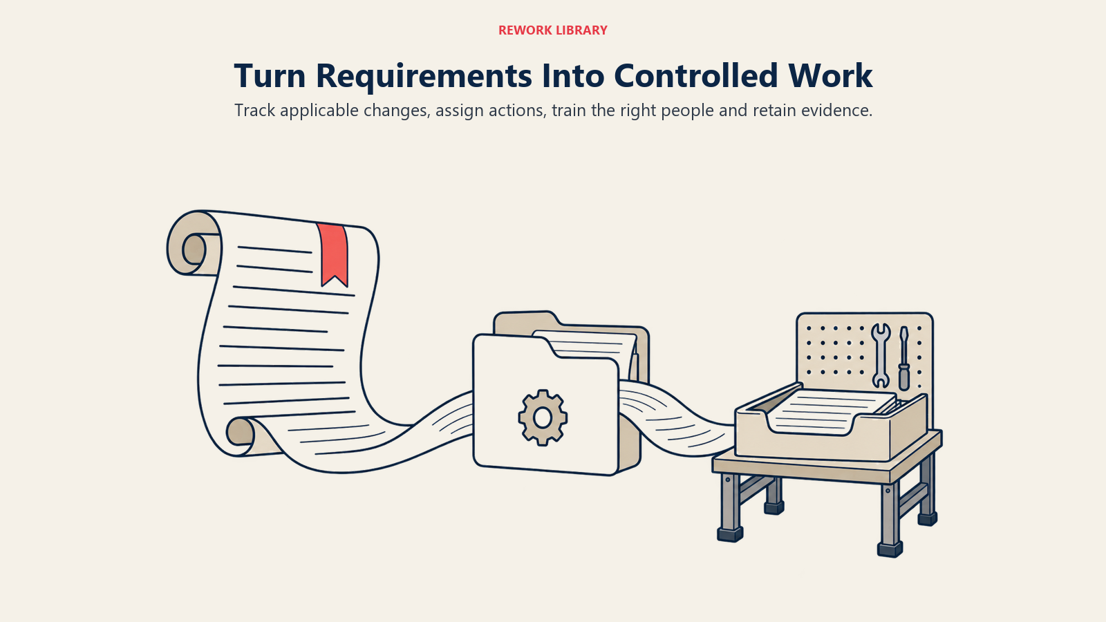 Turn Requirements Into Controlled Work: Track applicable changes, assign actions, train the right people and retain evidence.