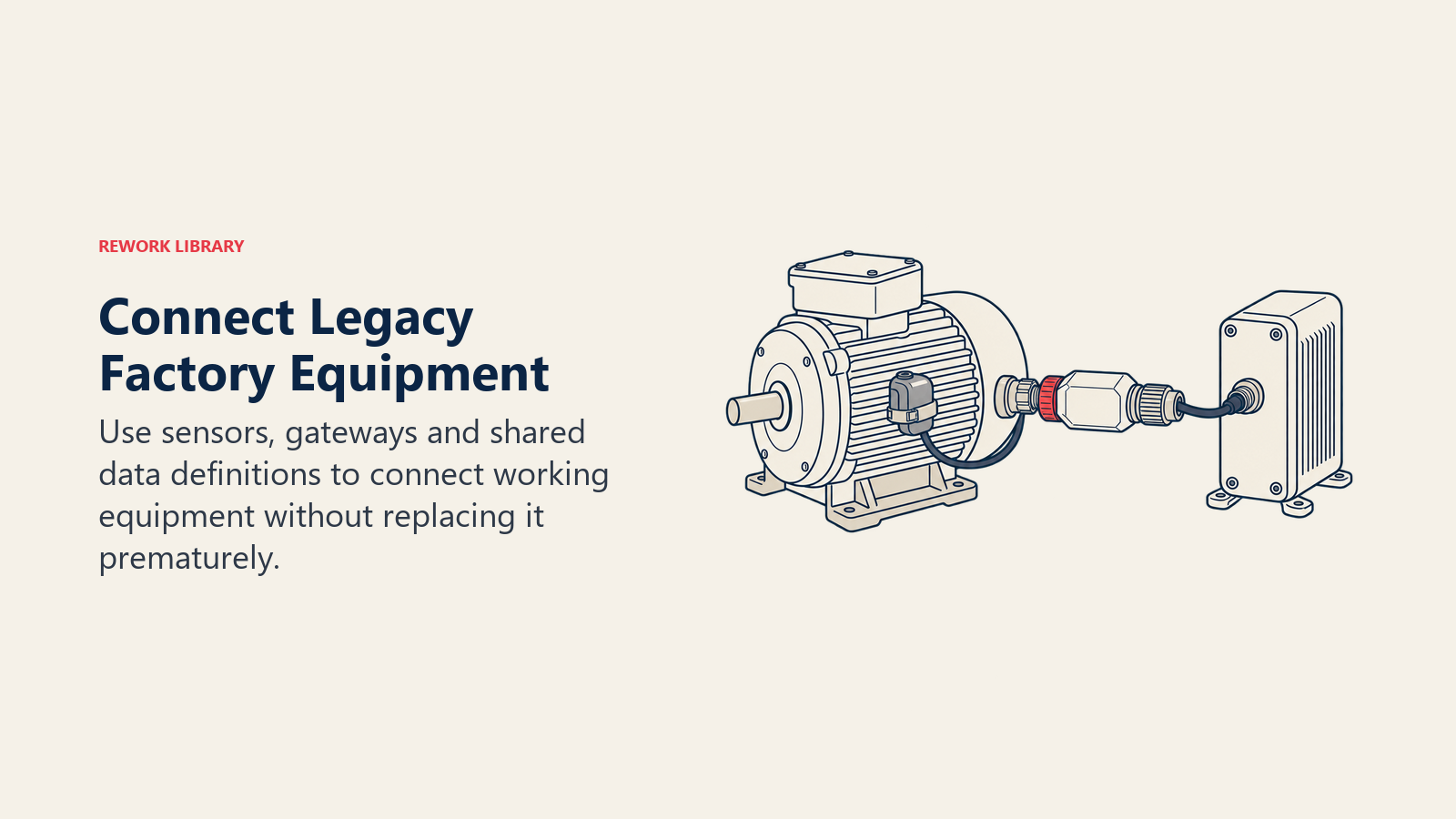 Connect Legacy Factory Equipment: Use sensors, gateways and shared data definitions to connect working equipment without replacing it prematurely.