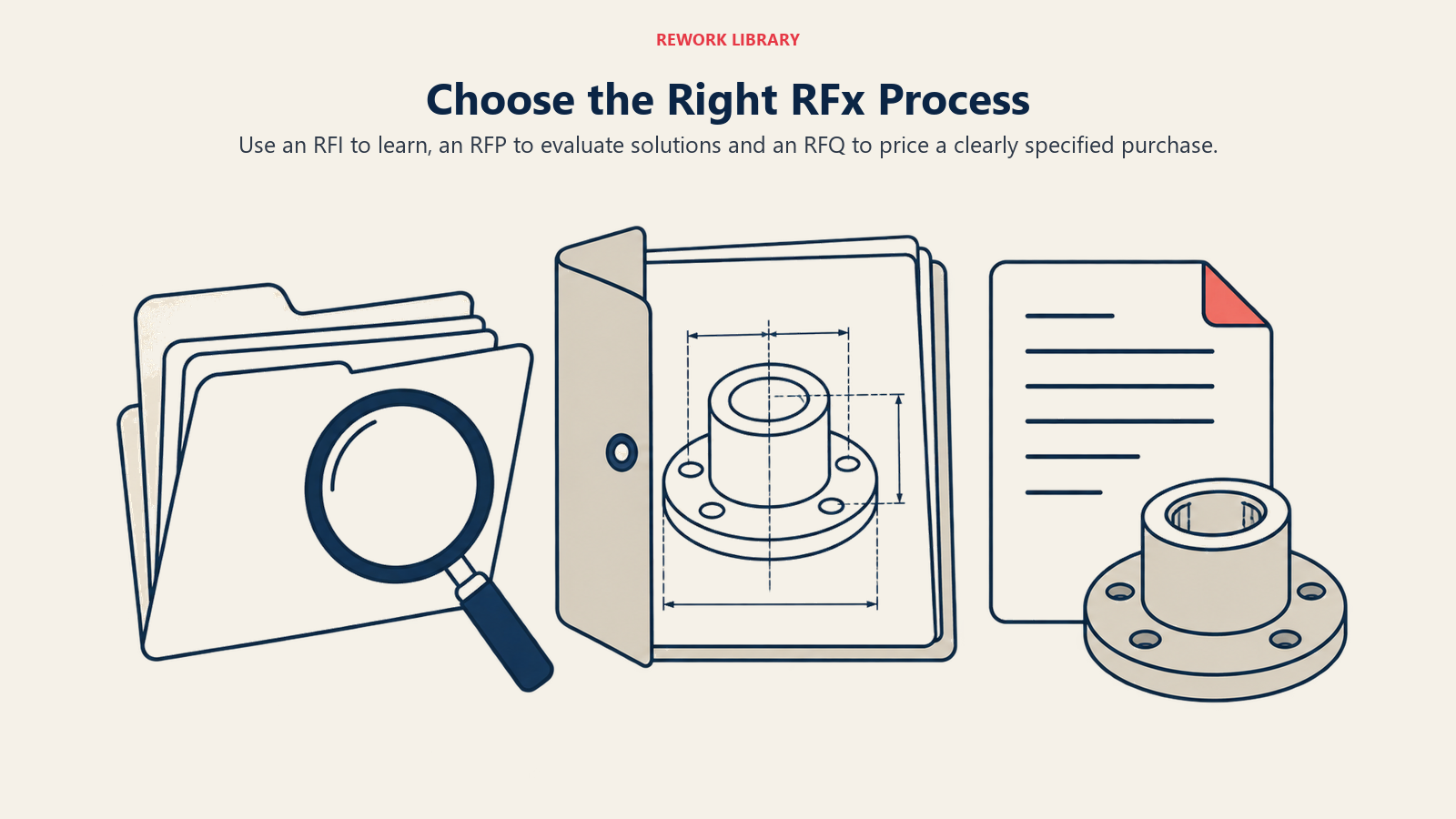 Choose the Right RFx Process: Use an RFI to learn, an RFP to evaluate solutions and an RFQ to price a clearly specified purchase.