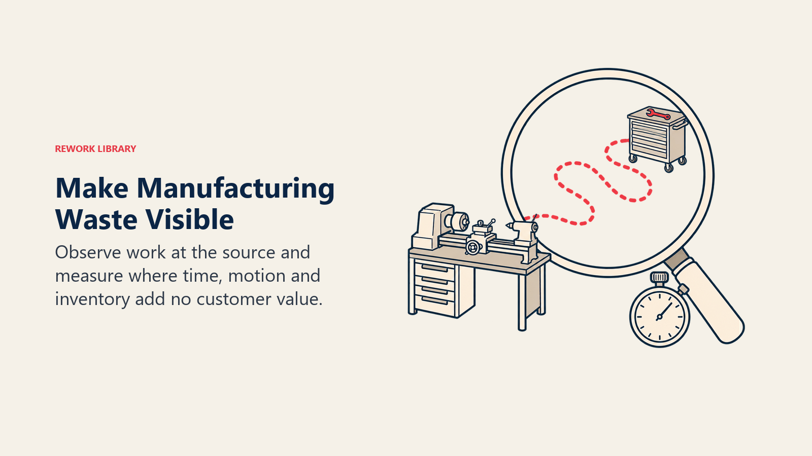 Make Manufacturing Waste Visible: Observe work at the source and measure where time, motion and inventory add no customer value.