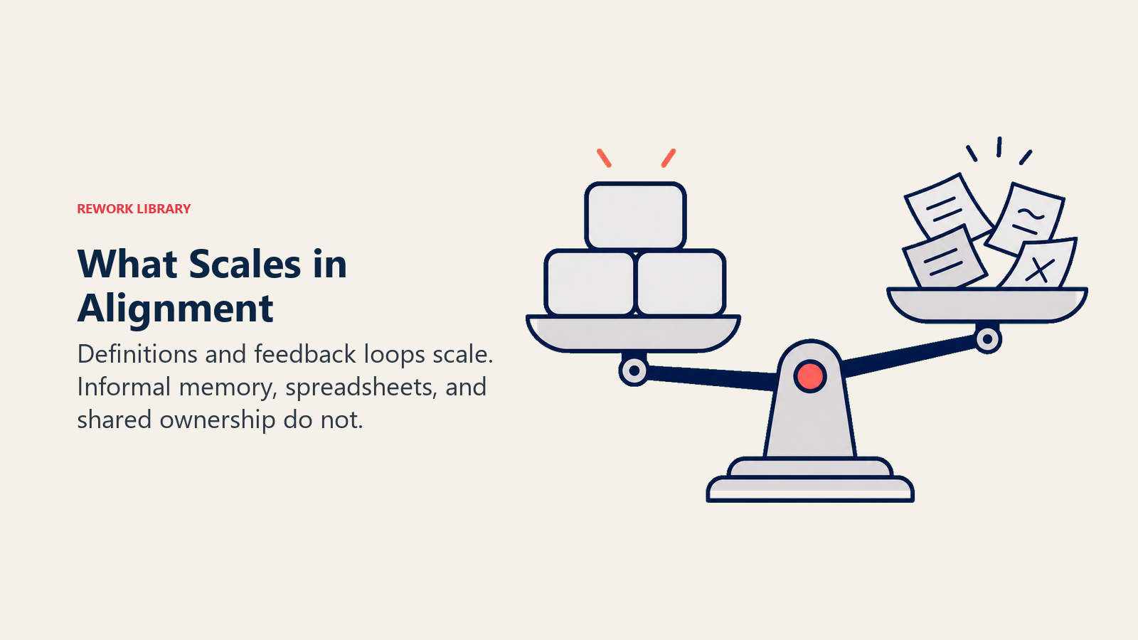 What Scales in Alignment shown as balance scale with durable blocks and fragile paper slips
