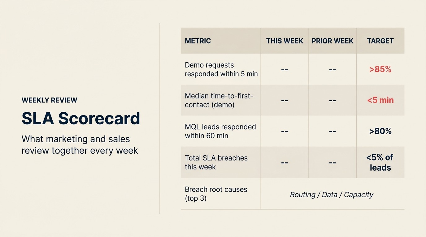 Weekly SLA scorecard for revenue teams