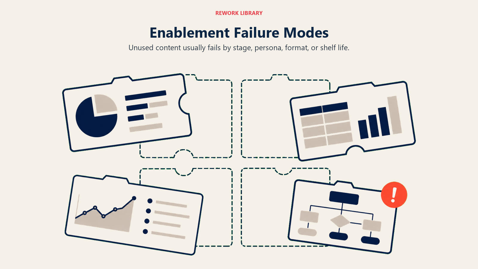 Enablement Failure Modes visual using four mismatch tiles