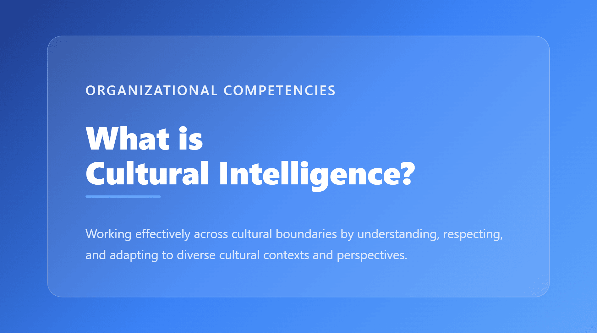 Cultural Intelligence