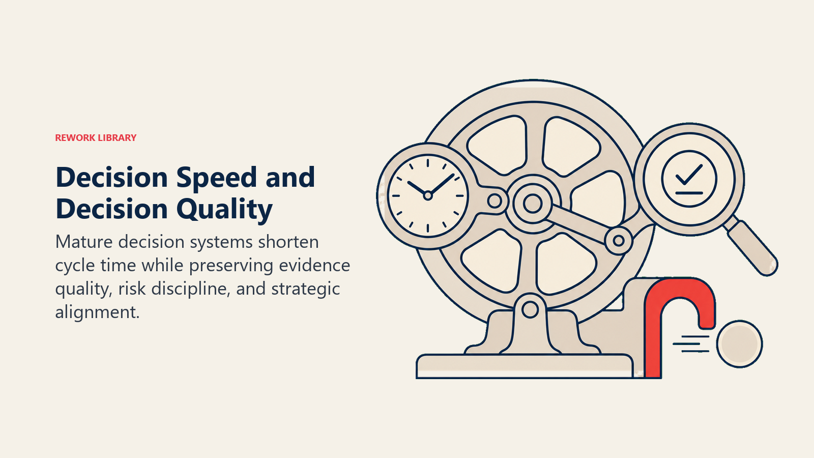 Decision speed and decision quality flywheel combining timing with evidence discipline
