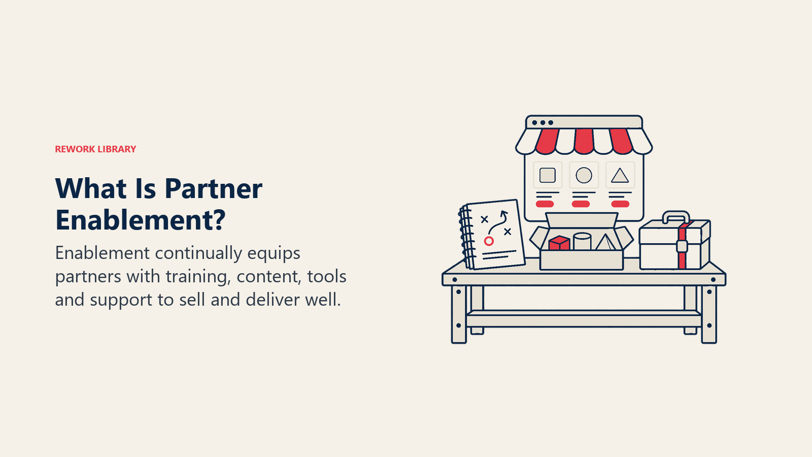 Apa Itu Enablement Mitra: Meja kerja mitra yang dilengkapi playbook, sandbox demo, dan campaign kit.