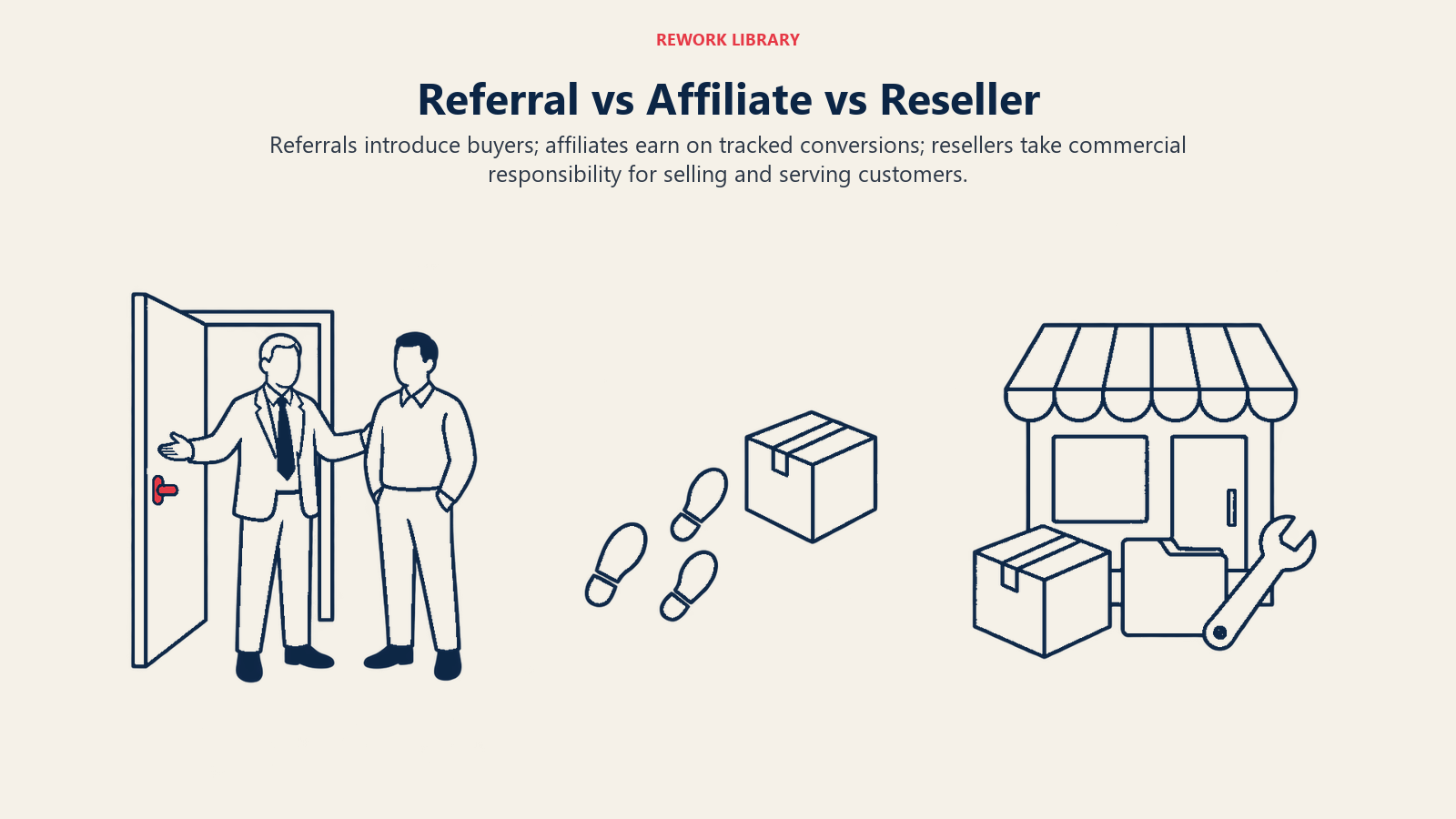 Referral vs Affiliate vs Reseller: Pintu pribadi, jejak terlacak, dan etalase layanan membedakan ketiga model operasi.