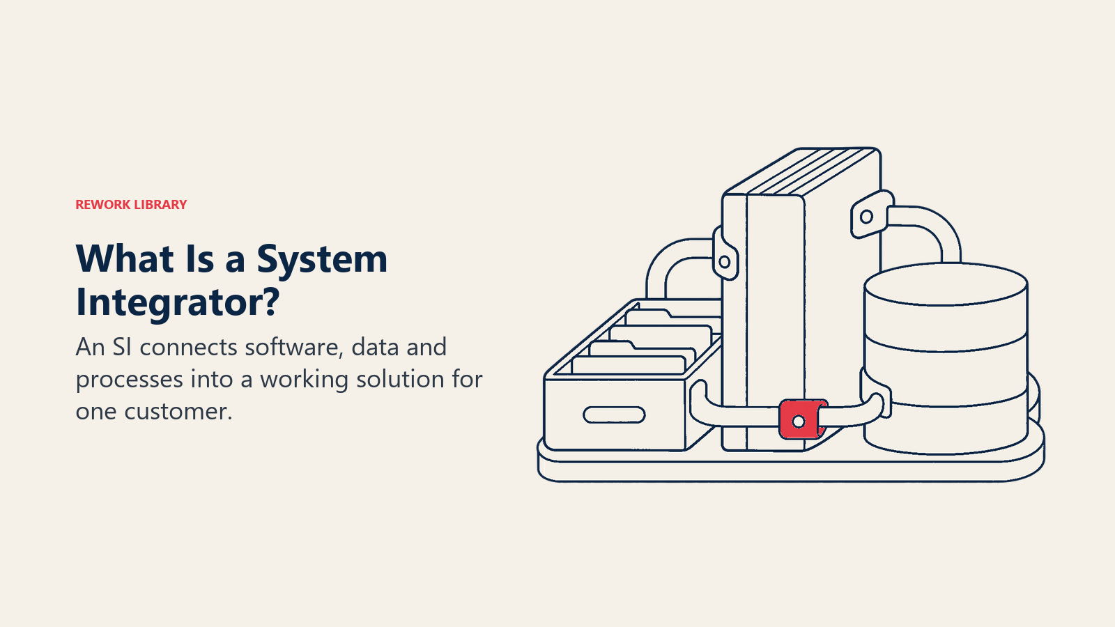 Qué es un integrador de sistemas: un andamio de ensamblaje compartido une componentes de software separados en una solución para el cliente.