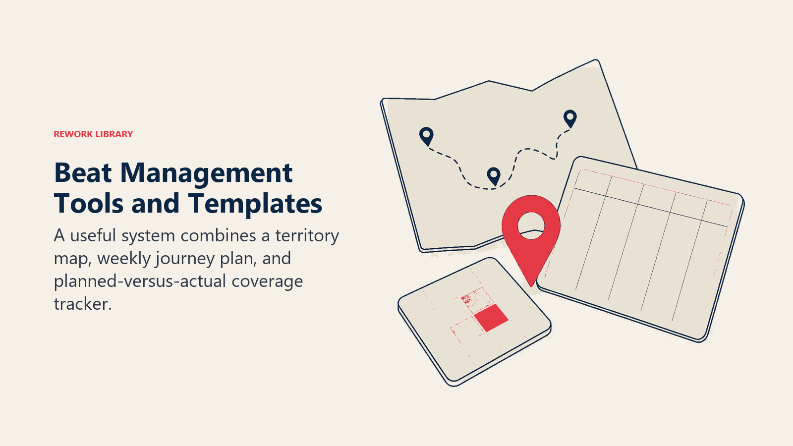 Beat management tools shown as a territory map, weekly journey plan, and coverage heatmap